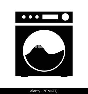 Illustrazione del pittogramma dell'icona della lavatrice in bianco e nero. Vettore EPS Illustrazione Vettoriale