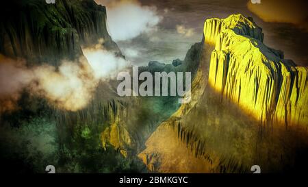 Con il canyon nel sole giorno di rendering 3d Foto Stock