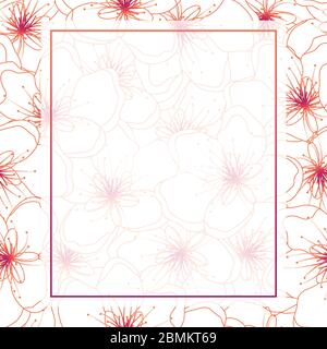 Linea colorata Peach Cherry Blossom Banner sfondo Vector Illustrazione Illustrazione Vettoriale