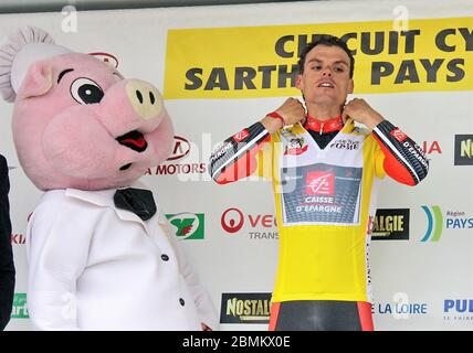 Luis Leon Sanchez di Caisse d'epargne durante il circuito de la Sarthe 2010, Varades › Angers il 07 aprile 2010 a Varades, Francia - Foto Laurent Lairys / DPPI Foto Stock