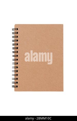 notebook marrone isolato su sfondo bianco con tracciato di ritaglio Foto Stock