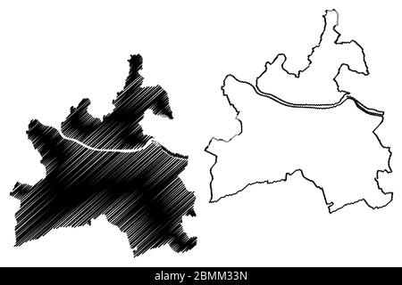 Maribor City (Repubblica di Slovenia) mappa vettoriale illustrazione, schizzo di scarabocchio Città di Maribor mappa Illustrazione Vettoriale