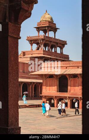 Il Panch Mahal a Fatehpur Sikri, Uttar Pradesh, India Foto Stock