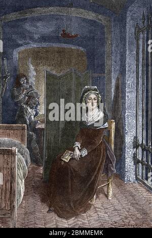 'La reine de France Marie Antoinette (1755-1793) enfermee a la Conciergerie a Paris en 1793' gravure - Ritratto della regina di Francia Marie-Antoinette du Foto Stock