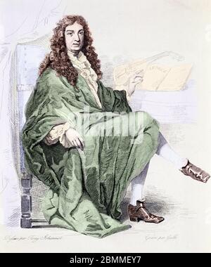 Ritratto di Giovanni Battista Lulli ou Jean-Baptiste Lully (1632-1687) compositeur a la cour du roi Luigi XIV - gravure (Ritratto del compositore Jean BAP Foto Stock