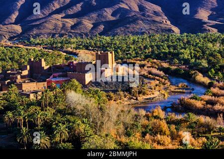 Marocco, Alto Atlante, valle di Draa, Ait Hamou Saïd Kasbah Foto Stock