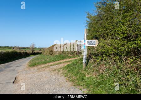 Signtopst a BloodyPool Cross a South Brent, Buckfastleigh e Skerraton, Dartmoor, Devon Foto Stock