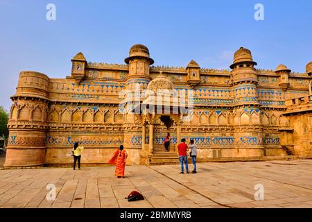India, Stato di Madhya Pradesh, Gwalior, Palazzo di Fort dell'uomo Singh Foto Stock