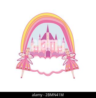 fiaba castello telaio - isolato doodle illustrazione Illustrazione Vettoriale