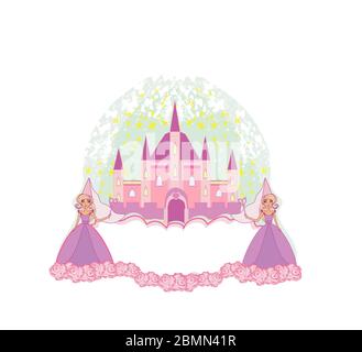 fiaba castello telaio - isolato doodle illustrazione Illustrazione Vettoriale