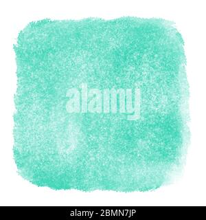 Smeraldo turchese menta acquerello sfondo textured. Mano disegno quadrato vernice acquerello su carta. Robusto acquarel con grunge Foto Stock