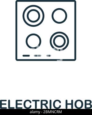 Icona del piano cottura elettrico della collezione domestica. Linea semplice icona piano cottura elettrico per modelli, web design e infografica Illustrazione Vettoriale