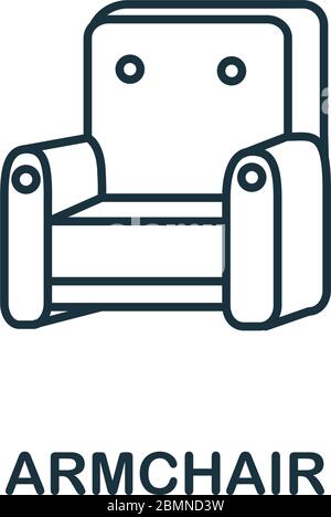 Icona poltrona della collezione di interni. Semplice elemento linea simbolo poltrona per template, web design e infografica Illustrazione Vettoriale