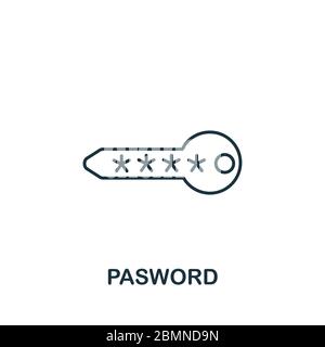 Icona della password della raccolta di sicurezza. Elemento di linea semplice simbolo di password per modelli, web design e infografica Illustrazione Vettoriale