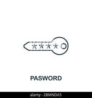 Icona della password della raccolta di sicurezza. Elemento di linea semplice simbolo di password per modelli, web design e infografica Illustrazione Vettoriale