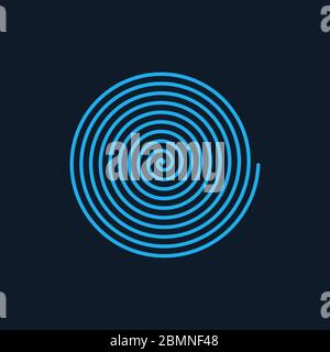 Spirale lineare blu. Spirale Archimede. Illustrazione isolata su sfondo bianco. Vettore. Illustrazione Vettoriale