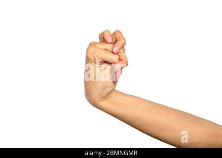 Mano di una donna molto elastica con un disturbo genetico tessuto connettivo. Foto Stock