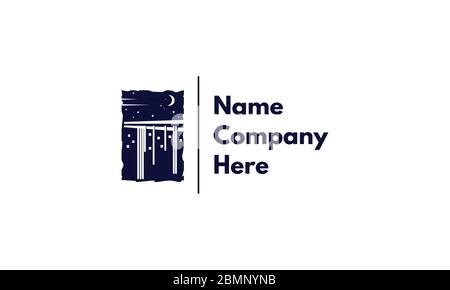 Logo vettoriale su cui un'immagine astratta di bacchette, da cui pendono le tagliatelle, una vista generale assomiglia ad una città notturna. Illustrazione Vettoriale