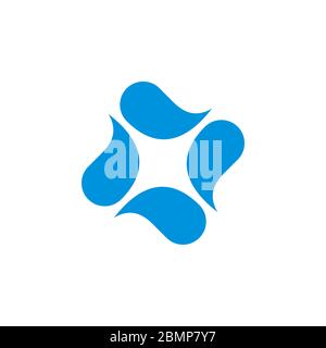 Disegno di illustrazione del modello del logo di schizzi d'acqua di goccia blu. EPS vettoriale 10. Foto Stock