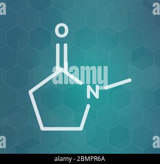 N-metil-pirrolidone (NMP) chimica molecola di solvente. Formula di scheletro. Foto Stock