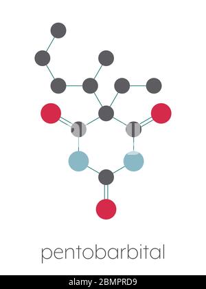 Pentobarbital (pentobarbitone) barbiturato sedativo, struttura chimica Foto Stock