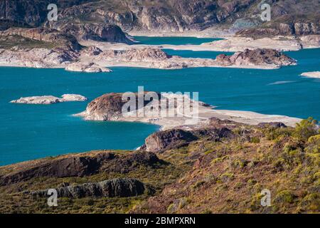 Laguna Verde vicino Chico in Cile, Patagonia, Sud America. Foto Stock