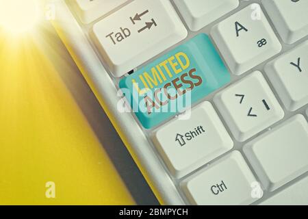 Scrittura concettuale a mano con accesso limitato. Concetto significa avere accesso limitato a un numero piuttosto ridotto di punti Foto Stock