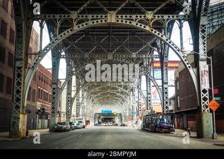 Riverside Drive Viadotto a West Harlem, Upper Manhattan, New York City, Stati Uniti d'America. Foto Stock