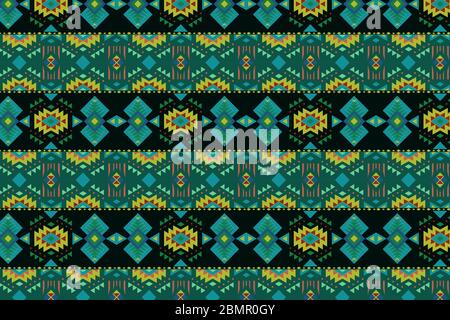 Arte Tribale pattern. Etnica stampa geometrica. Aztec ripetendo colorate texture di sfondo. Illustrazione Vettoriale