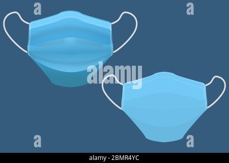 Le maschere mediche sono realizzate in uno stile realistico. Illustrazione Vettoriale