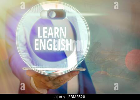 Testo per la scrittura Impara l'inglese. Foto concettuale linguaggio universale facile comunicazione e comprensione Foto Stock