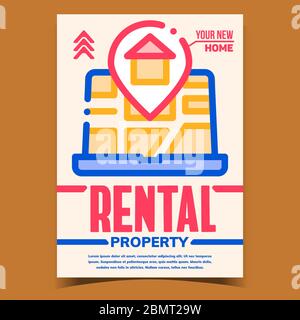 Affitto immobile Creative Advertising Banner Illustrazione Illustrazione Vettoriale