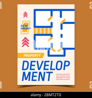 Property Development Advertising Banner Flat Vector Illustration Illustrazione Vettoriale