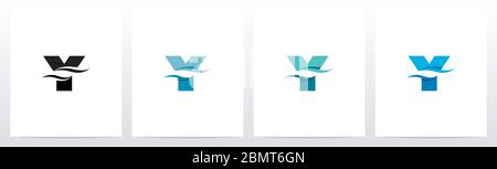 Water Wave sul design del logo Letter Illustrazione Vettoriale