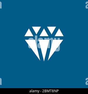 Icona a forma di diamante su sfondo blu. Illustrazione vettoriale in stile piatto blu. Foto Stock
