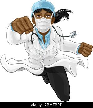 Dottore Donna Super Hero Medical Concept Illustrazione Vettoriale