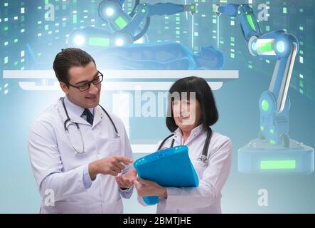 I due medici in telemedicina concetto Foto Stock