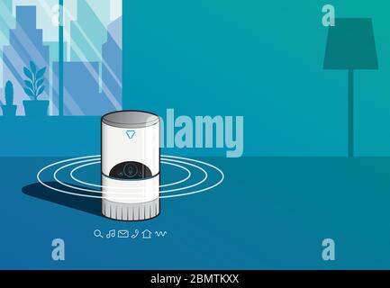 Home Virtual Assistant - Smart Speaker - interni domestici Illustrazione Vettoriale