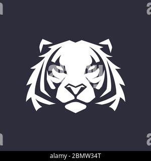 testa tiger, faccia per logo retrò, emblemi, badge, modello di etichette e t-shirt elemento di design vintage. Isolato su sfondo bianco Foto Stock