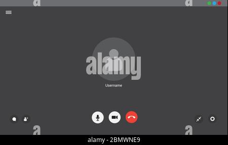 Interfaccia utente di chat video, sovrapposizione finestra chiamate video Illustrazione Vettoriale
