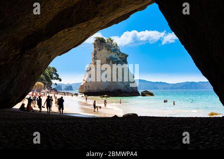 Te HOHO Rock in Cathedral Cove - Nuova Zelanda Foto Stock