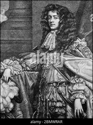 James Scott, 1° duca di Monmouth, duca di Buccleuch, 9 aprile 1649 - 15 luglio 1685, fu un figlio illegittimo di re Carlo II d'Inghilterra, pretendente inglese al trono, generale e capo della rivolta di Monmouth. / James Scott, 1. Duca di Monmouth, Duca di Buccleuch, 9. Aprile 1649 - 15. Juli 1685, war ein unehelicher Sohn von König Karl II. Von England, englischer Thronprätendent, Feldherr und Führer der Monmouth Rebellion, Historisch, storico, digitale migliorata riproduzione di un originale del 19 ° secolo / digitale Reproduktion einer Originalvorlage aus dem 19. Jahrhundert, Foto Stock