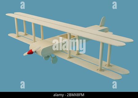 Un aereo creativo realizzato a mano con i bastoni pop-poppsicle. Volo fai da te. Illustrazione 3D Foto Stock