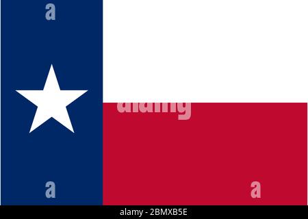 Bandiera del Texas, colori ufficiali e proporzione corretta. Bandiera nazionale del Texas. Illustrazione Vettoriale