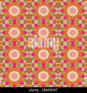 I fiori colorati sono stati modificati per avere un aspetto sfondo della carta da parati del caleidoscopio. Foto Stock