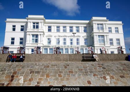 Weststrand von Norderney in der Nachsaison Haus am Weststrand Foto Stock