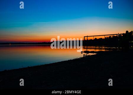 Helsinki a Dusk il sole tramonta a Helsinki prima degli incontri tra il presidente degli Stati Uniti Donald J. Trump e il presidente russo Putin a Helsinki, Finlandia, 15 luglio 2018. Foto Stock