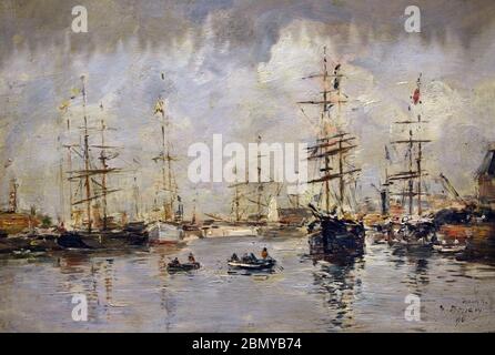 Voiliers au port (Deauville) - Barche a vela al porto (Deauville) 1896 Eugène Boudin 1824 - 1898 Francia Foto Stock