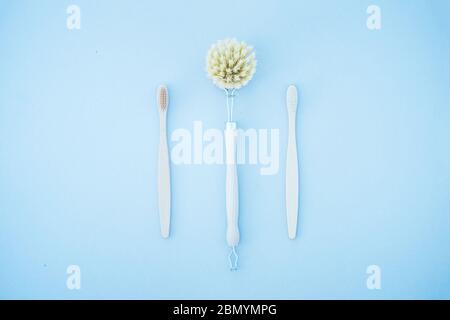 Eco spazzola consumo sostenibile cura del corpo sisal riciclare bambù Foto Stock