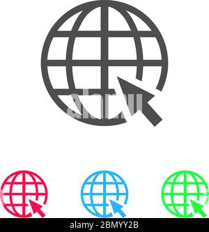 Icona Globe web piatta. Pittogramma a colori su sfondo bianco. Simbolo di illustrazione vettoriale e icone bonus Illustrazione Vettoriale